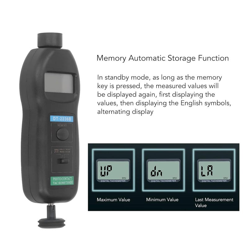 flexman Digital Tachometer, 5 Digit LCD Display Handheld Speed Guage and Photoelectric Tachometer for Measuring Conveyor Belt, Gear, Pulley Speed - Image 5
